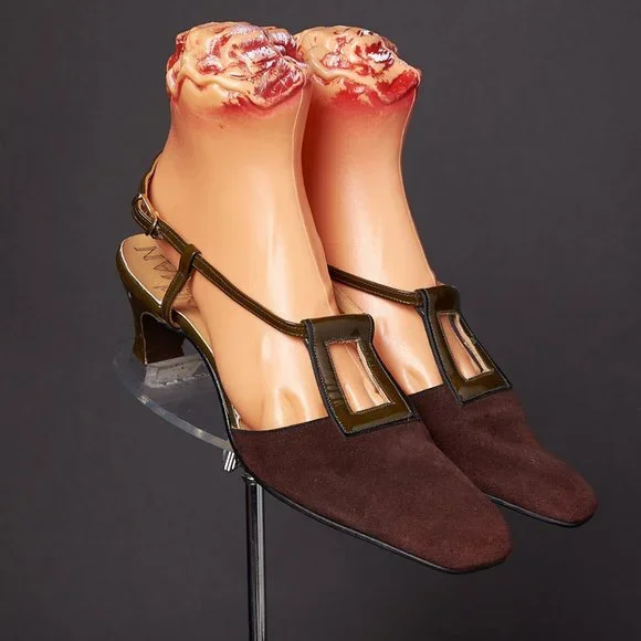 1970s Ro-Man Mod Suede Slingback Heels - Picture 5 of 7